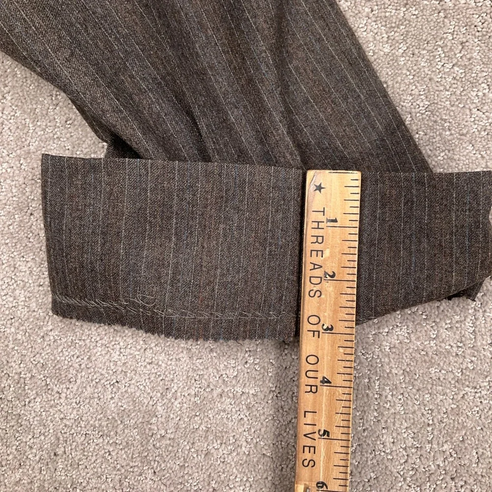 Hart Schaffner Marx Suit Mens 44R 36W Brown Geigers‎ Pinstripe Wool